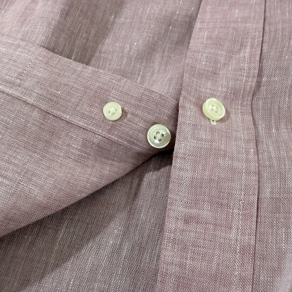 Brooks Brothers Madison Mens XL Pre-Owned Shirt Pink Baird McNutt Irish Linen - Picture 10 of 10